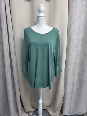 Green Envelope Mint Green Ruffle Sleeve Blouse